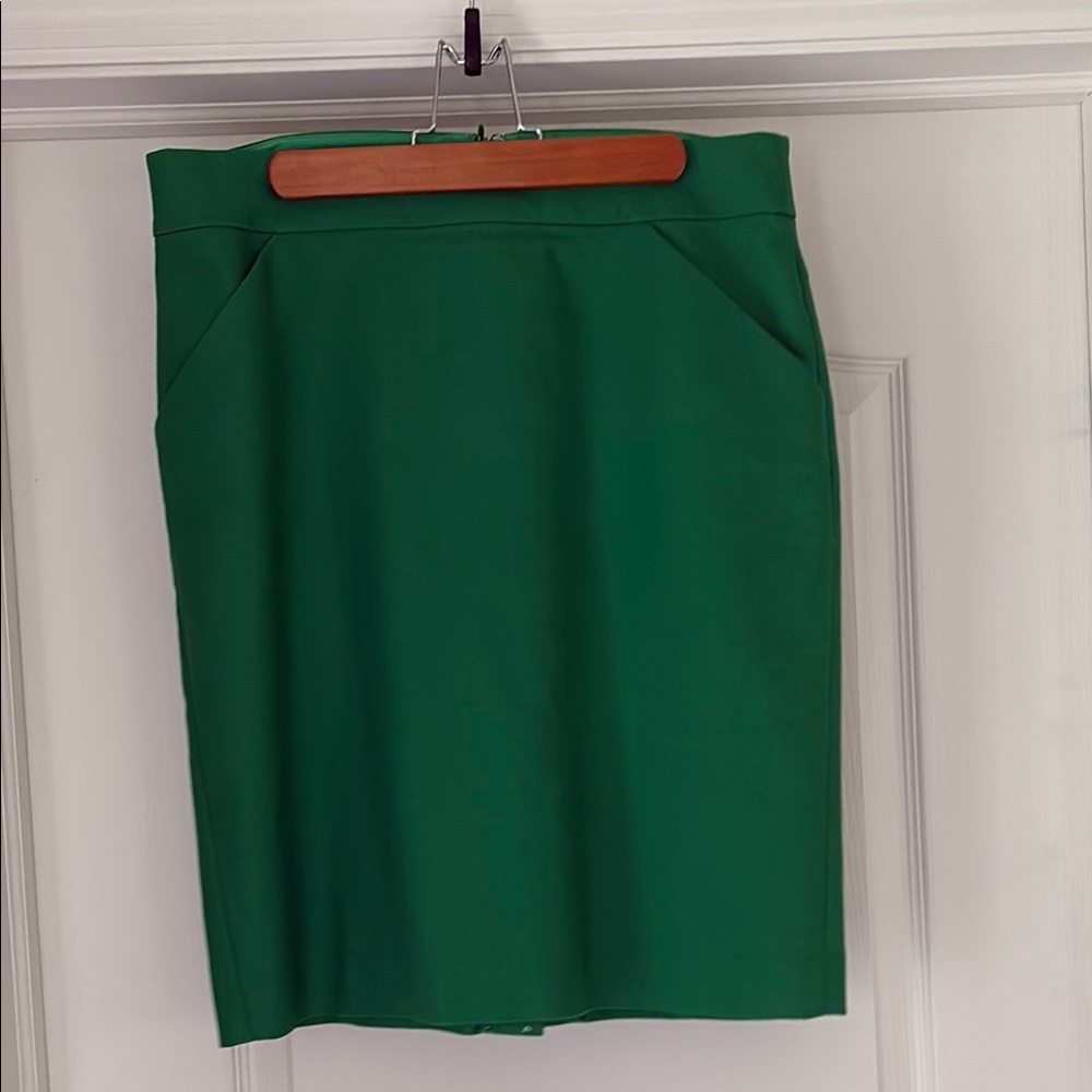 J. Crew Green Pencil Skirt Knee-Length Workwear